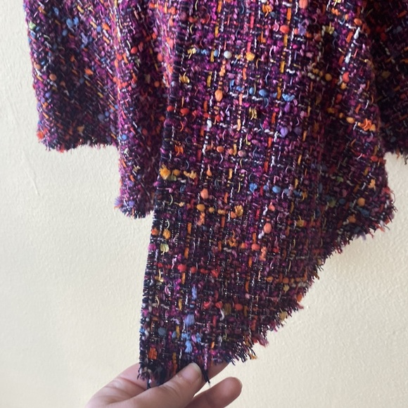 Zara multicolor raw hem tweed keyhole back peplum size M - Picture 10 of 16